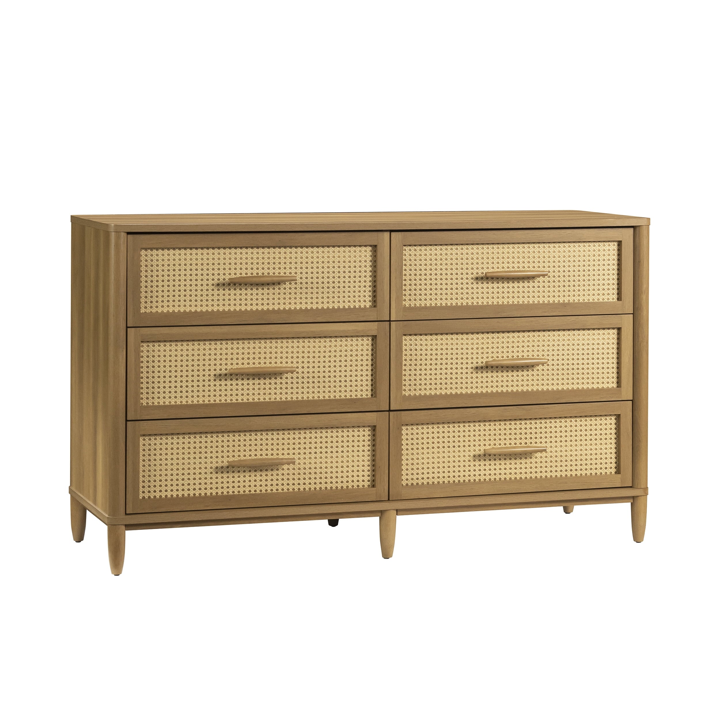  Springwood Caning 6-Drawer Dresser, Light Honey Finish