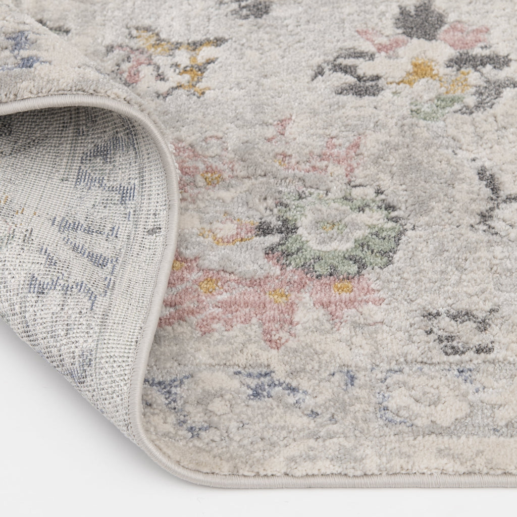  Persian Blooms Silver Indoor Area Rug, 5' x 7'
