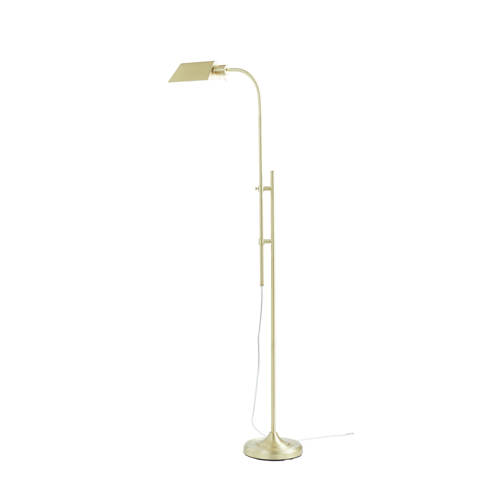  1-Light Modern Adjustable Brass Floor Lamp Gold
