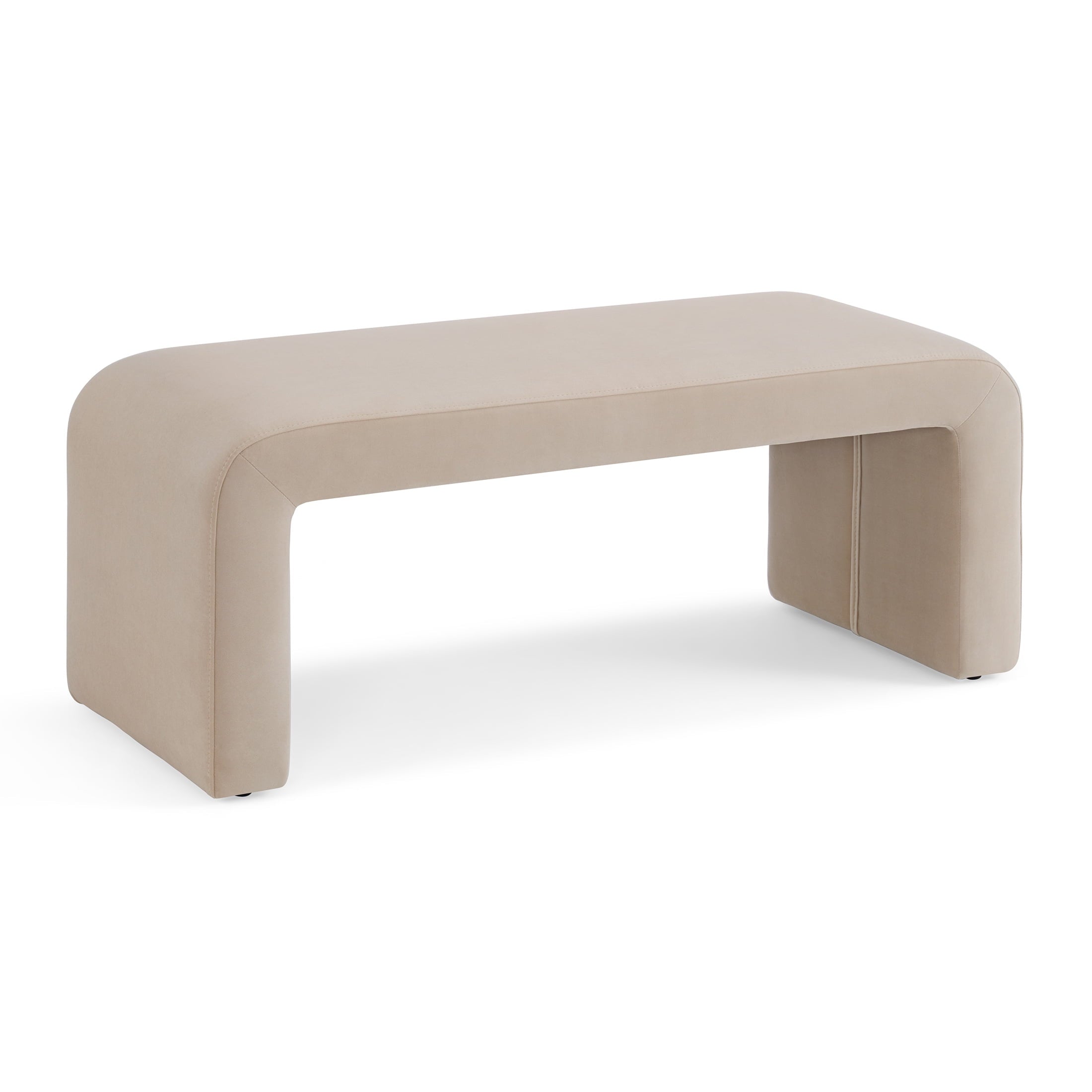  Juliet 44.50" Velvet Waterfall Bench, Beige