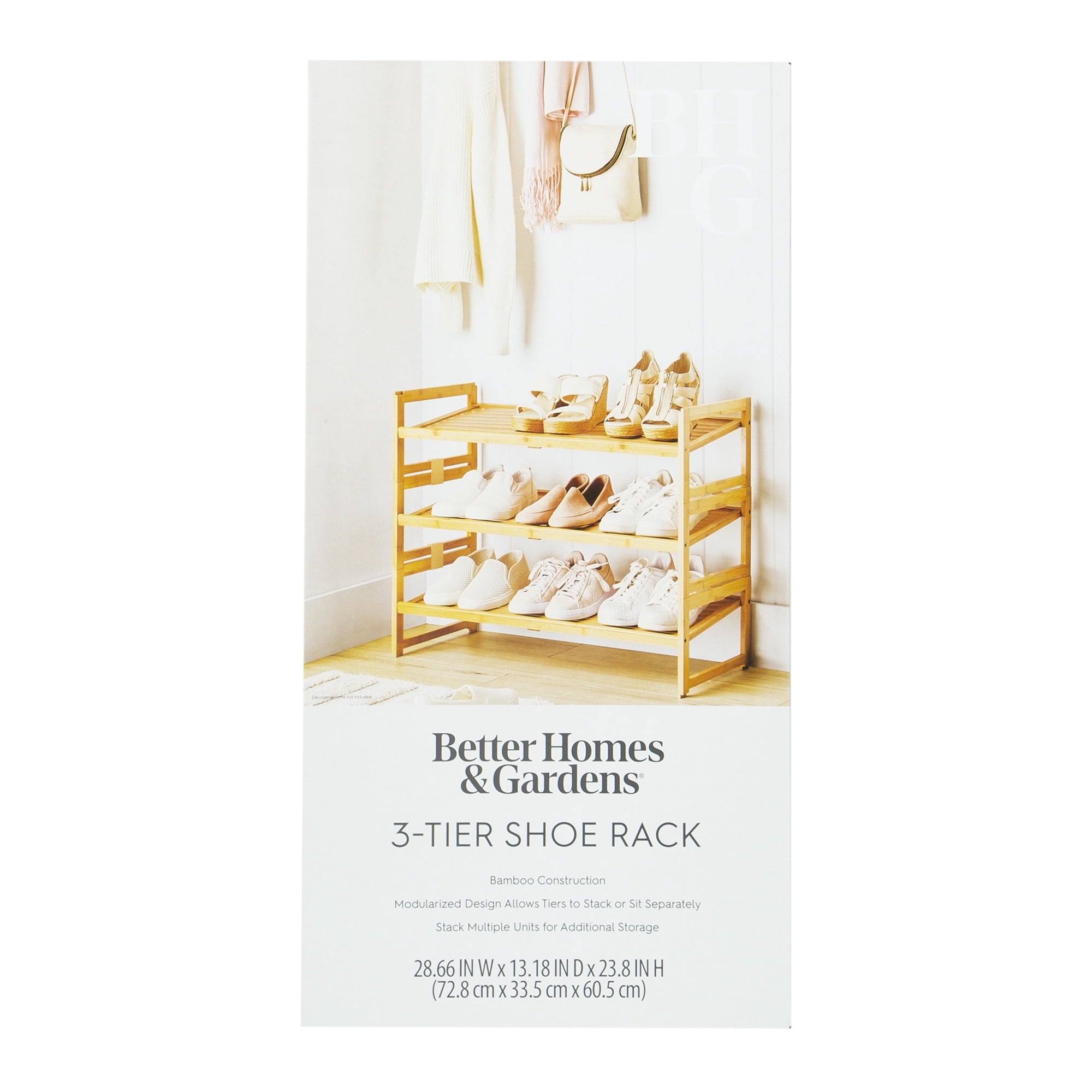  Bamboo 3-Tier Shoe Rack, Holds 9 Pairs