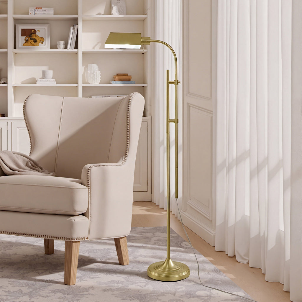  1-Light Modern Adjustable Brass Floor Lamp Gold