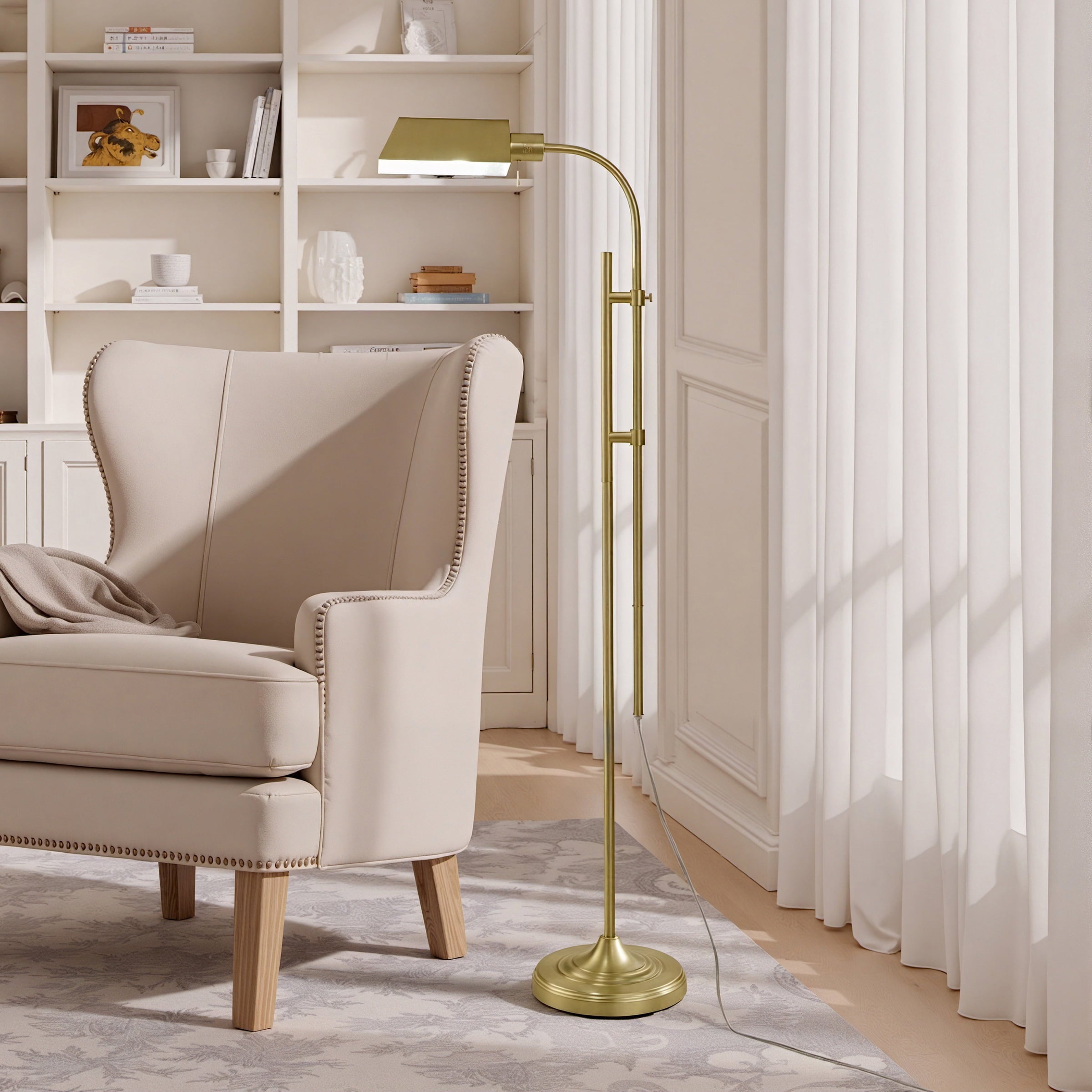  1-Light Modern Adjustable Brass Floor Lamp Gold