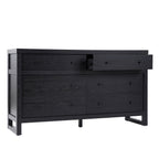  Ezra 64" Wide 6-Drawer Dresser, Rich Black Finish