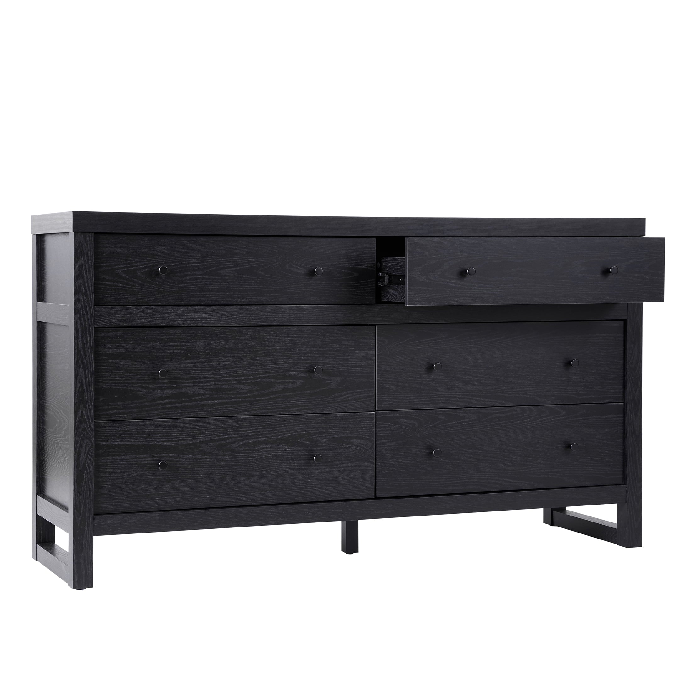 Ezra 64" Wide 6-Drawer Dresser, Rich Black Finish