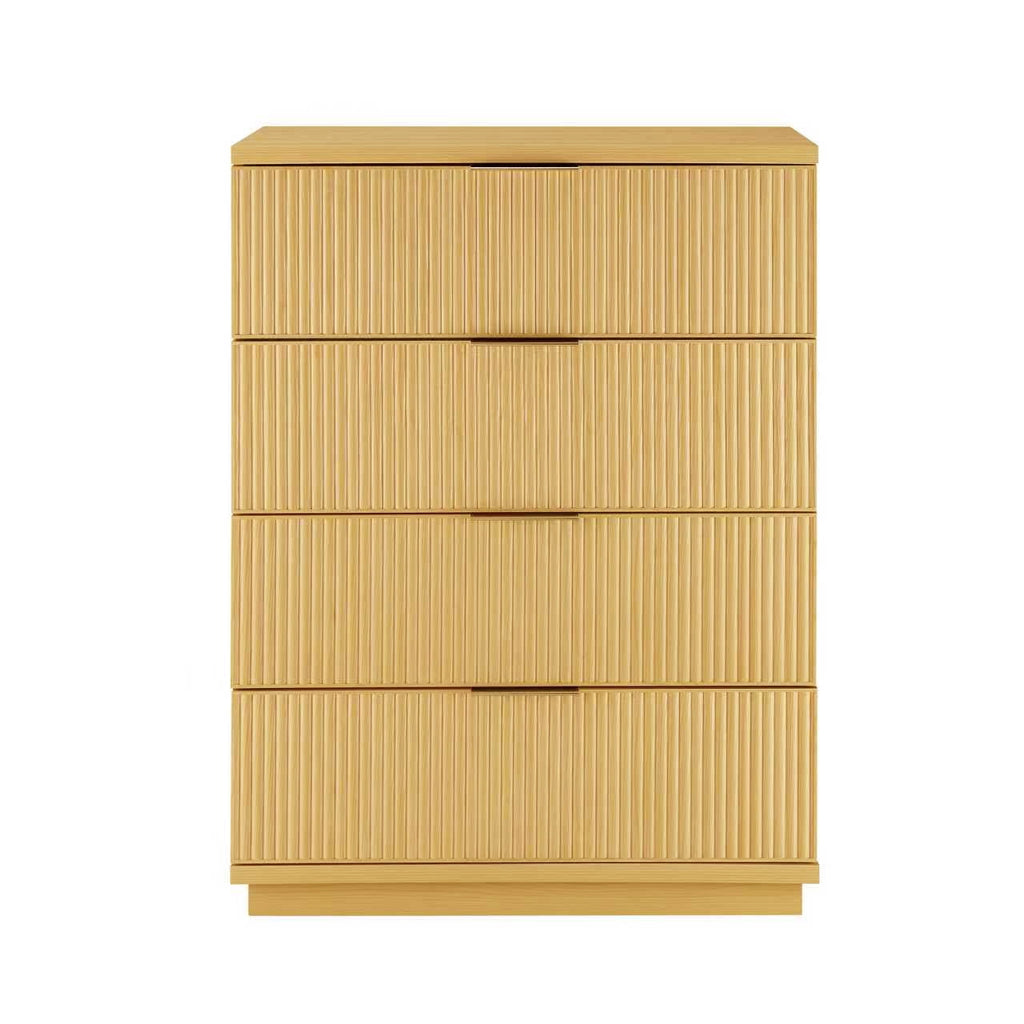  Lillian Fluted 4 Drawer Dresser, Natural Pine