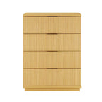  Lillian Fluted 4 Drawer Dresser, Natural Pine