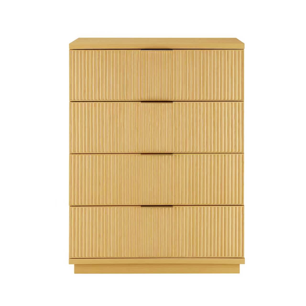  Lillian Fluted 4 Drawer Dresser, Natural Pine