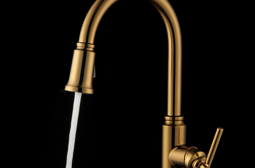  Modern Heirloom Pull Down Kitchen Faucet, Heritage Gold