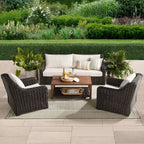  Bellamy Sofa, Dark Brown Wicker/Cream Cushions