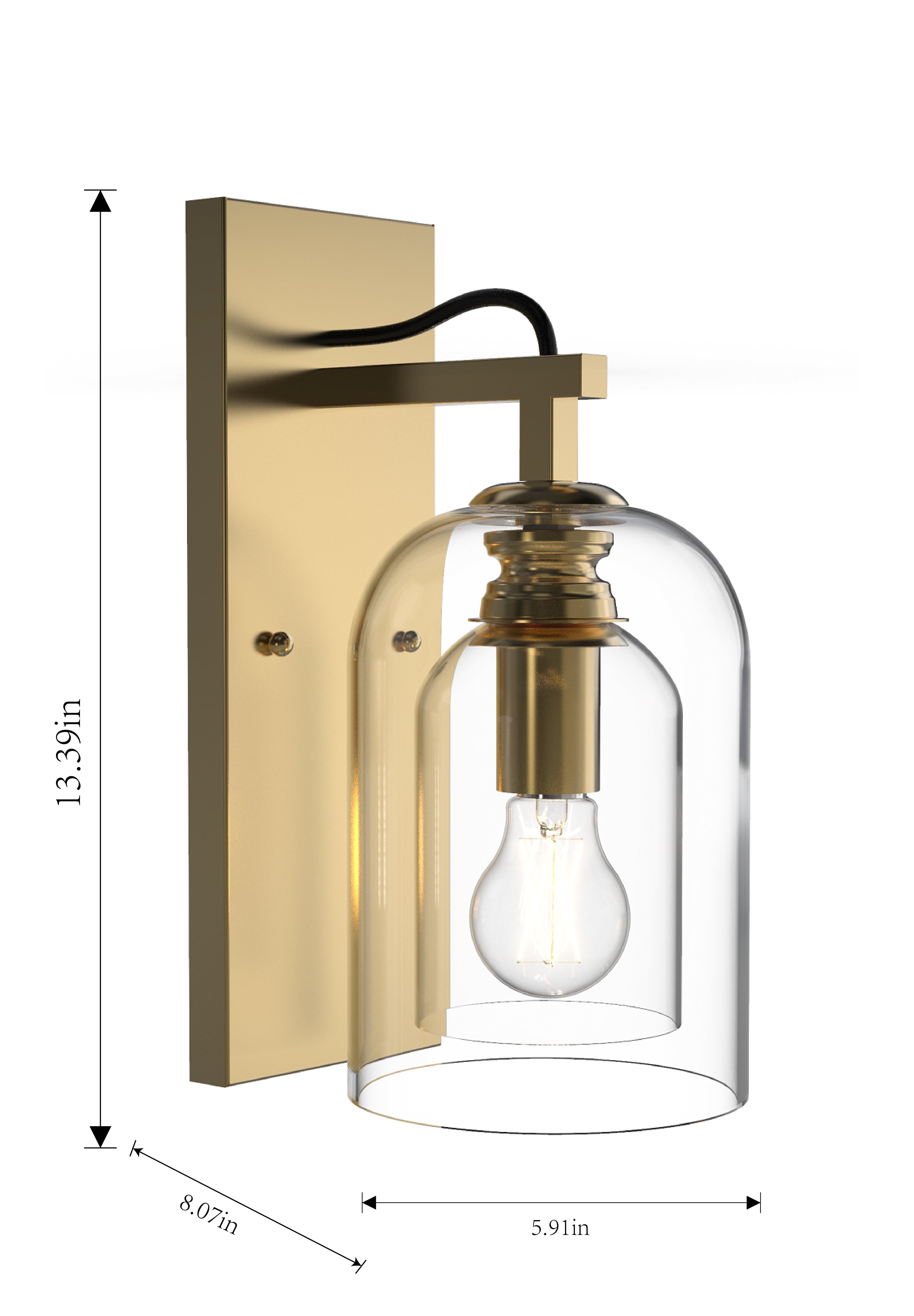 Dome Indoor Wall Sconce Burnished Brass, A15 4W Soft White, Medium Base, Dimmable, 1 pack