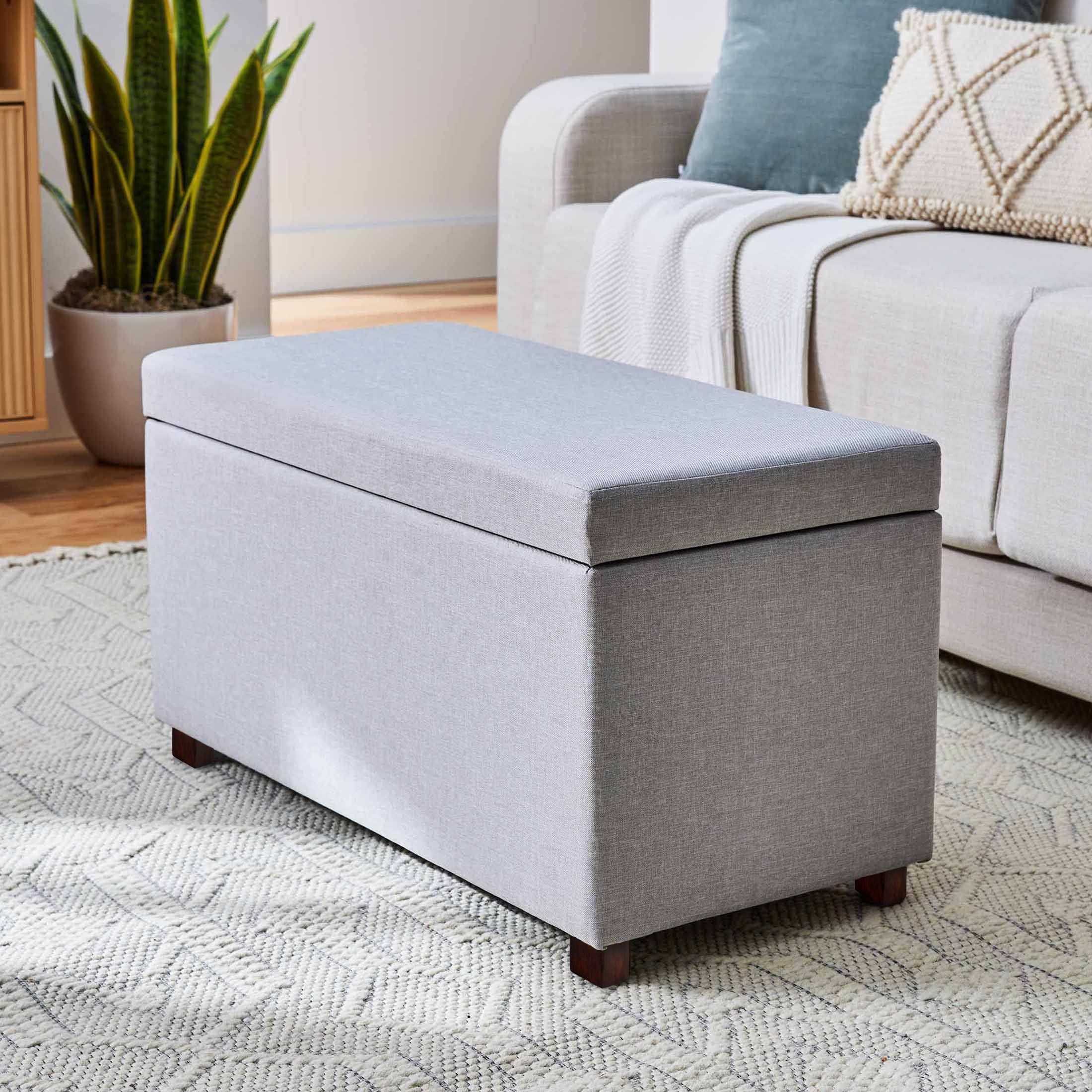  30" Hinged Storage Ottoman, Gray