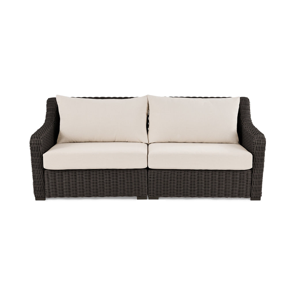  Bellamy Sofa, Dark Brown Wicker/Cream Cushions