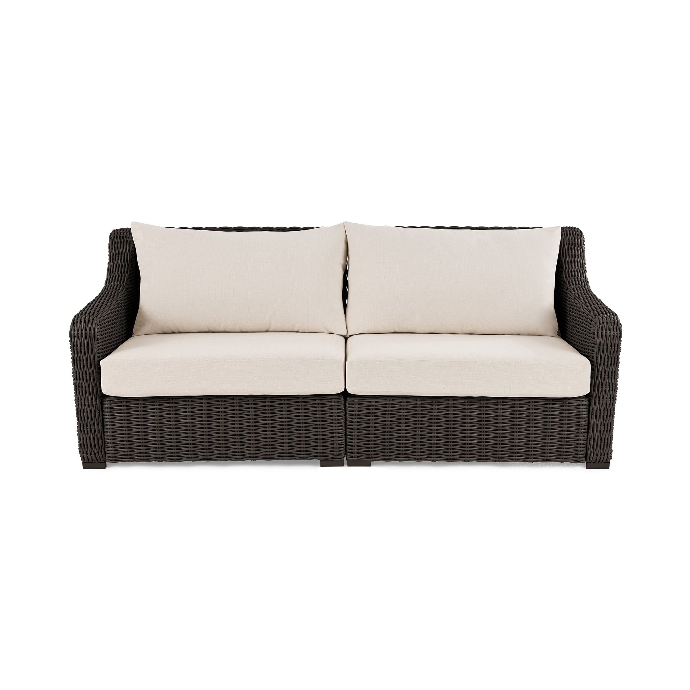  Bellamy Sofa, Dark Brown Wicker/Cream Cushions