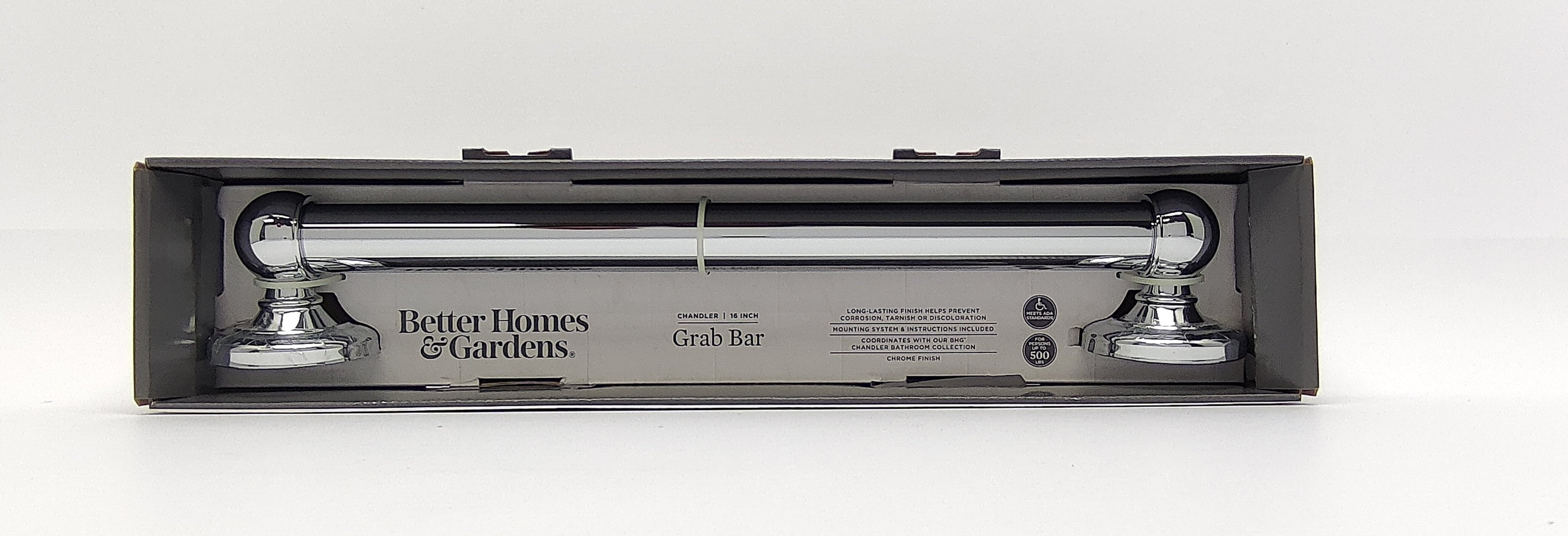  16" ADA Compliant Bathroom Grab Bar, Chrome