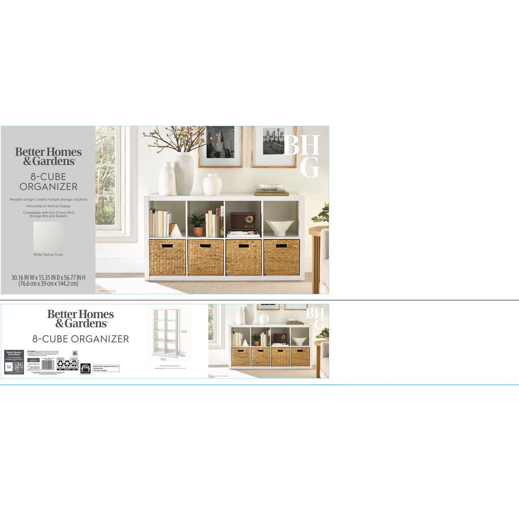  8 Cube Storage Organizer, White Texture