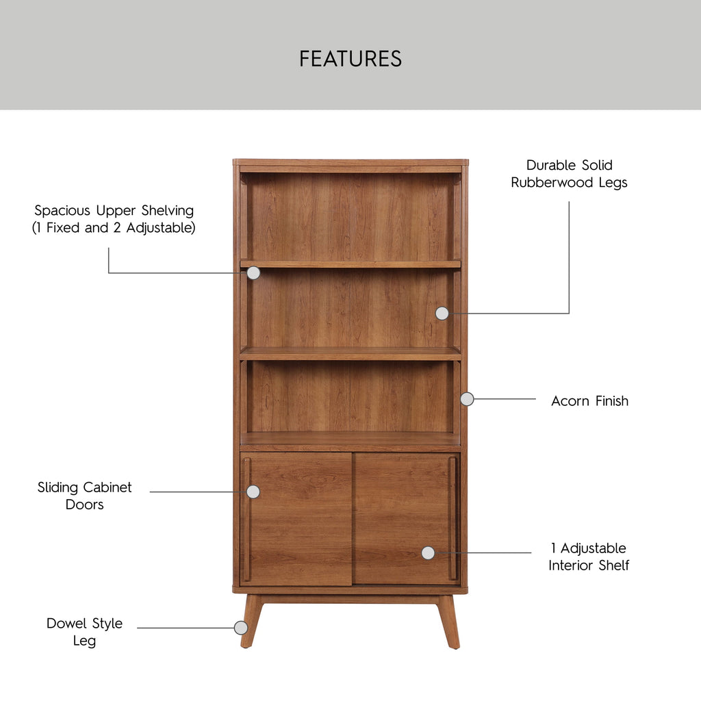  Greyson Bookcase, Acorn Finish
