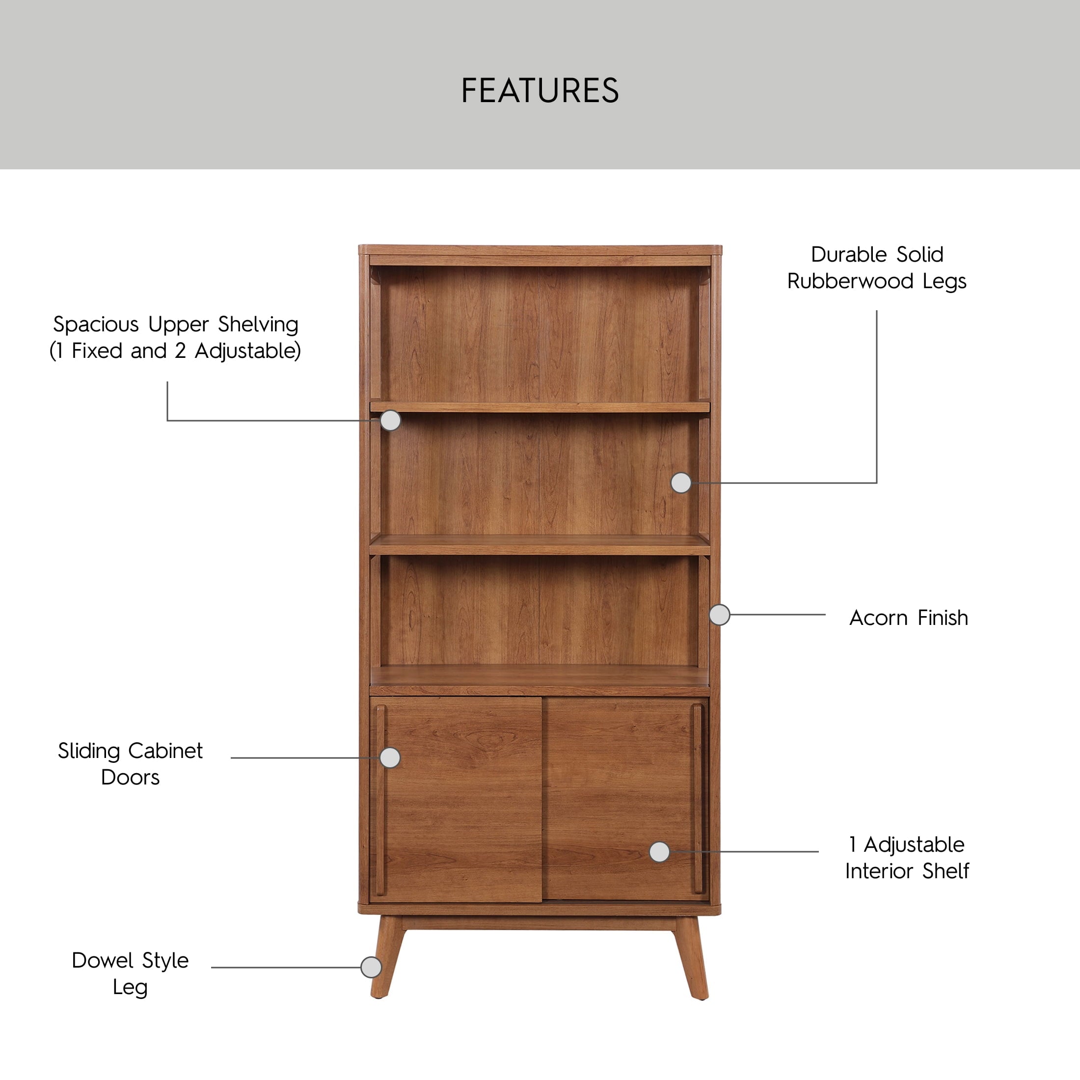  Greyson Bookcase, Acorn Finish