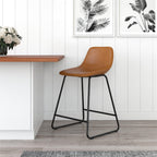  Farley Scoop Counter Height Stool, Camel Faux Leather