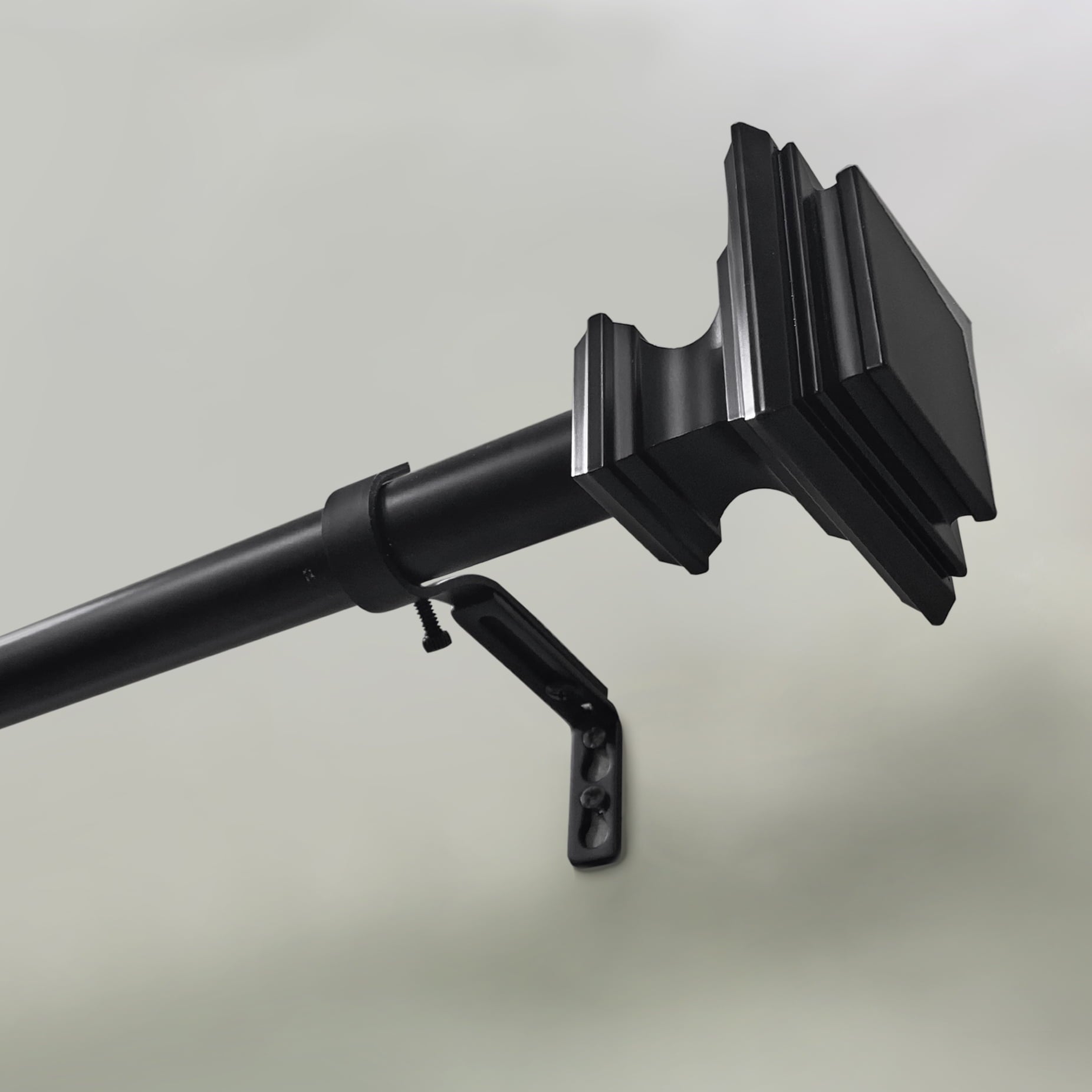  1� Metal Square Single Curtain Rod, Matte Black, 42-120�