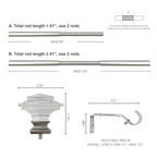  1� Clear Acrylic Square Single Curtain Rod, Brass, 42-120�