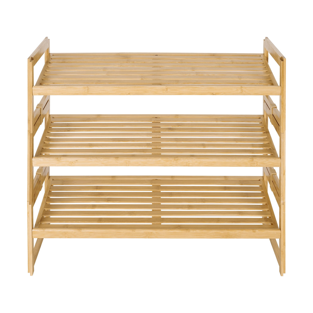  Bamboo 3-Tier Shoe Rack, Holds 9 Pairs