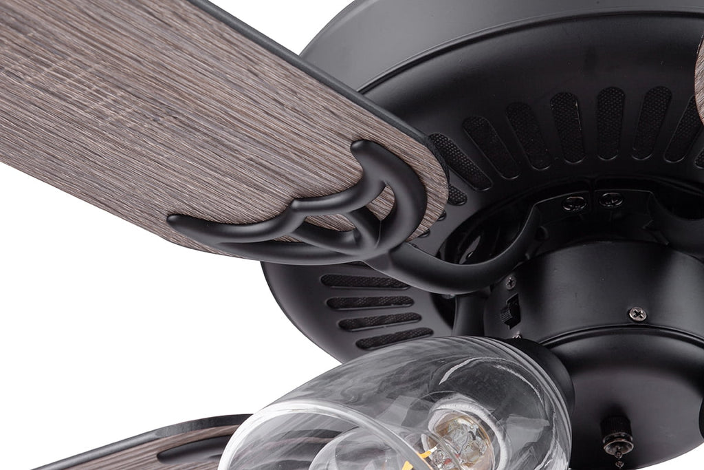  52" Matte Black Indoor Ceiling Fan with Light, 5 Blades, Pull Chains & Reverse Airflow