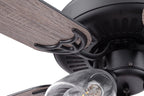 52" Matte Black Indoor Ceiling Fan with Light, 5 Blades, Pull Chains & Reverse Airflow