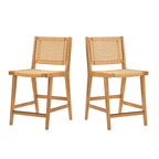  Vista Woven Counter-Height Stools 2 Pack, Light Honey Finish