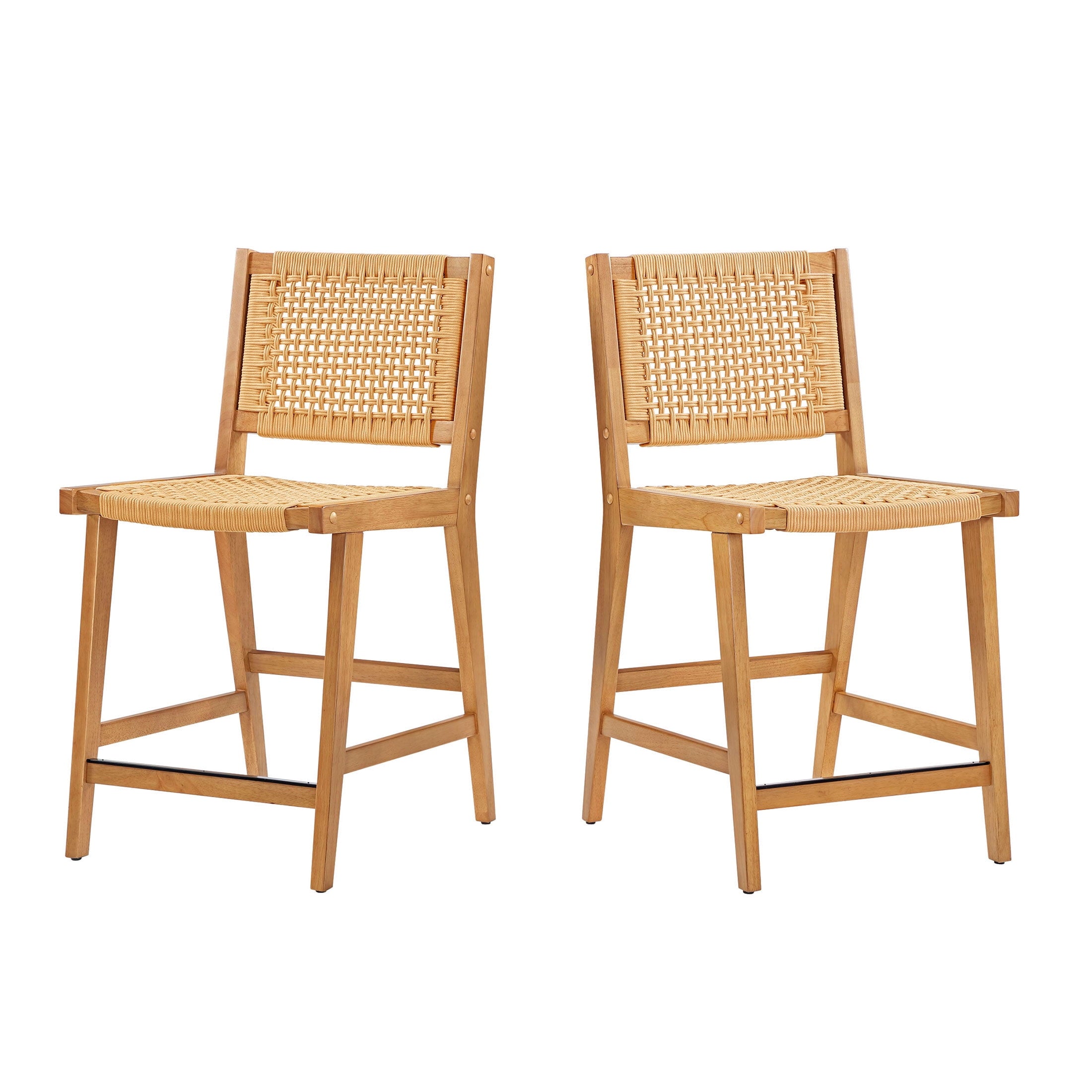  Vista Woven Counter-Height Stools 2 Pack, Light Honey Finish