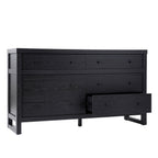  Ezra 64" Wide 6-Drawer Dresser, Rich Black Finish