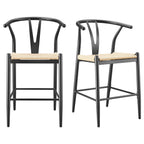  Springwood Wishbone Metal Counter Bar Stool, 2 Pack, Black Color for Indoor