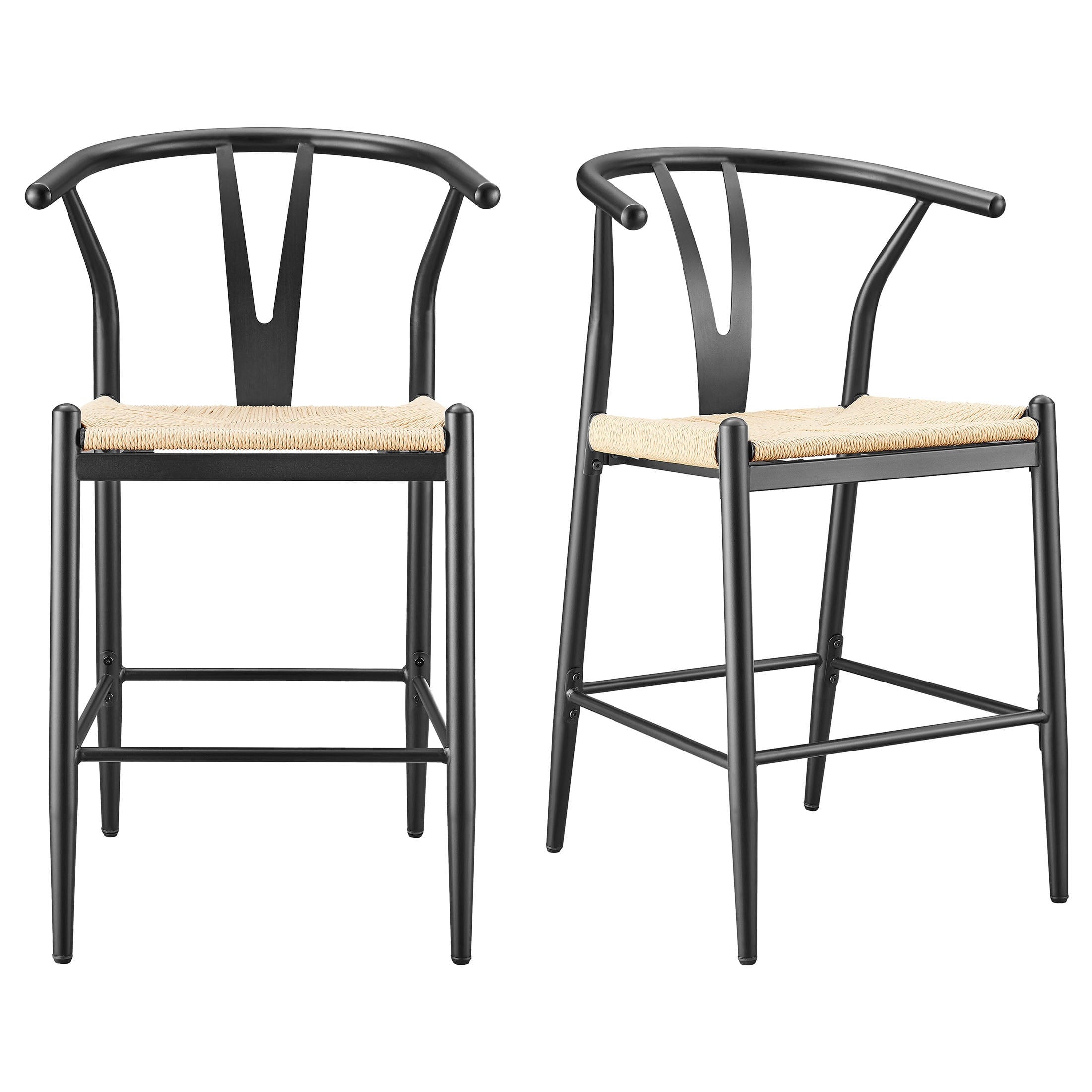 Springwood Wishbone Metal Counter Bar Stool, 2 Pack, Black Color for Indoor