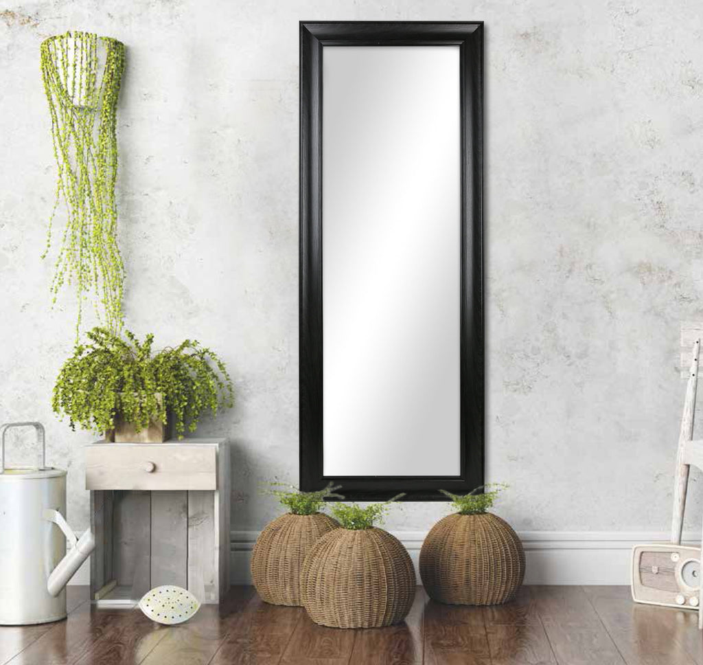  27x70 Black Rectangle Large Full-Length Floor Mirror for Bedroom or Entryway