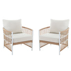 Lilah 2-Pack Outdoor Wicker Lounge Chairs, White