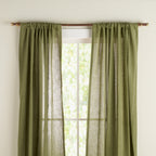  1� Walnut Wood and Brass Endcap Adjustable Single Curtain Rod, 32-120�