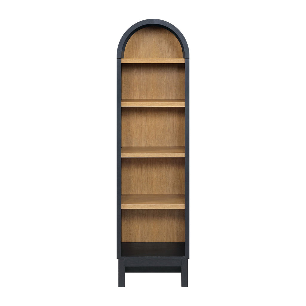  Juliet Narrow Arch Bookcase, Rich Black and Light Honey