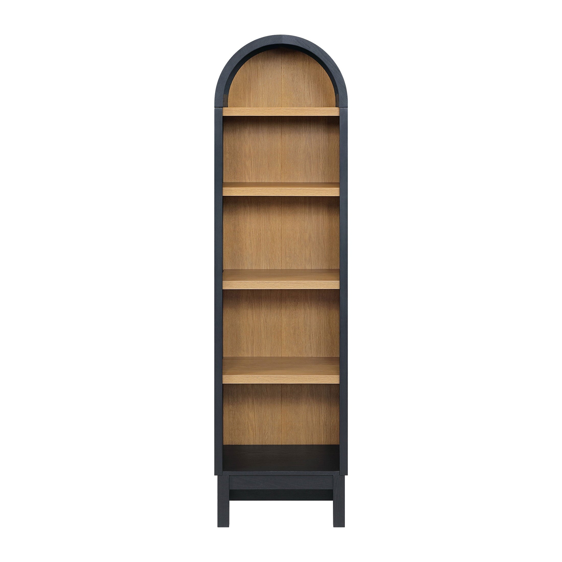  Juliet Narrow Arch Bookcase, Rich Black and Light Honey