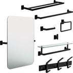  Alden 18" Towel Bar with Glass Shelf in Matte Black