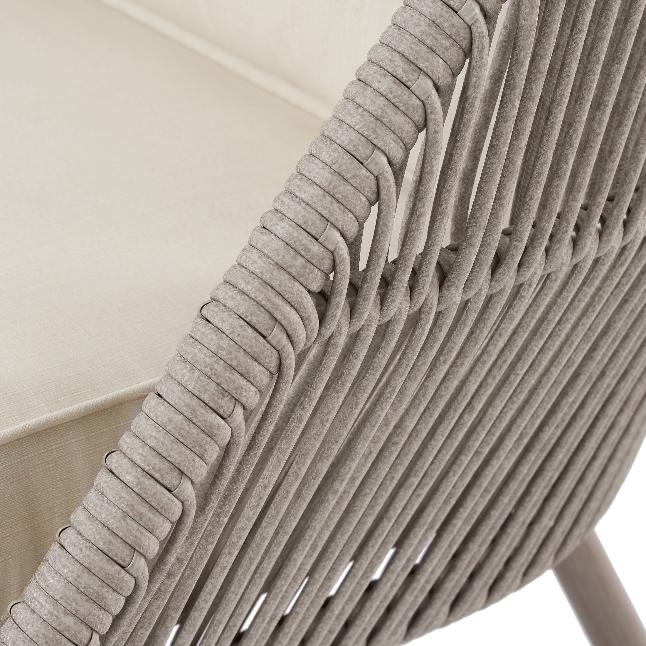  Tarren Beige Wicker Outdoor High-Back Accent Chair with Cushions
