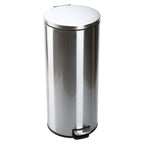  Kitchen Trash Can, 7.9 Gallon Stainless Steel Round Step Garbage Bin with Soft Close Lid, Silver