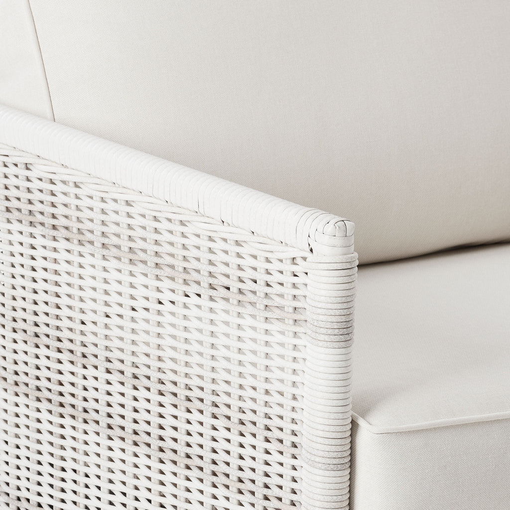  Paige Outdoor Wicker Stationary Lounge Chairs, Set of 2, White
