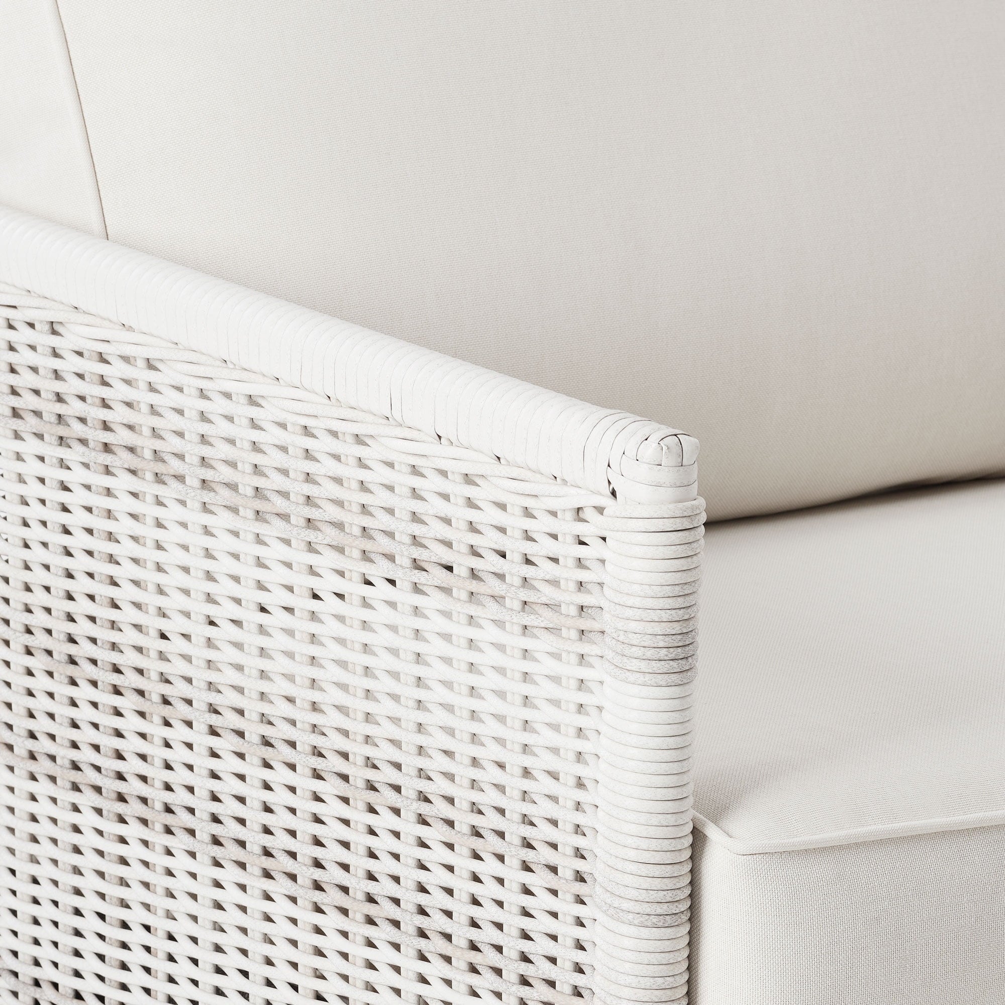  Paige Outdoor Wicker Stationary Lounge Chairs, Set of 2, White
