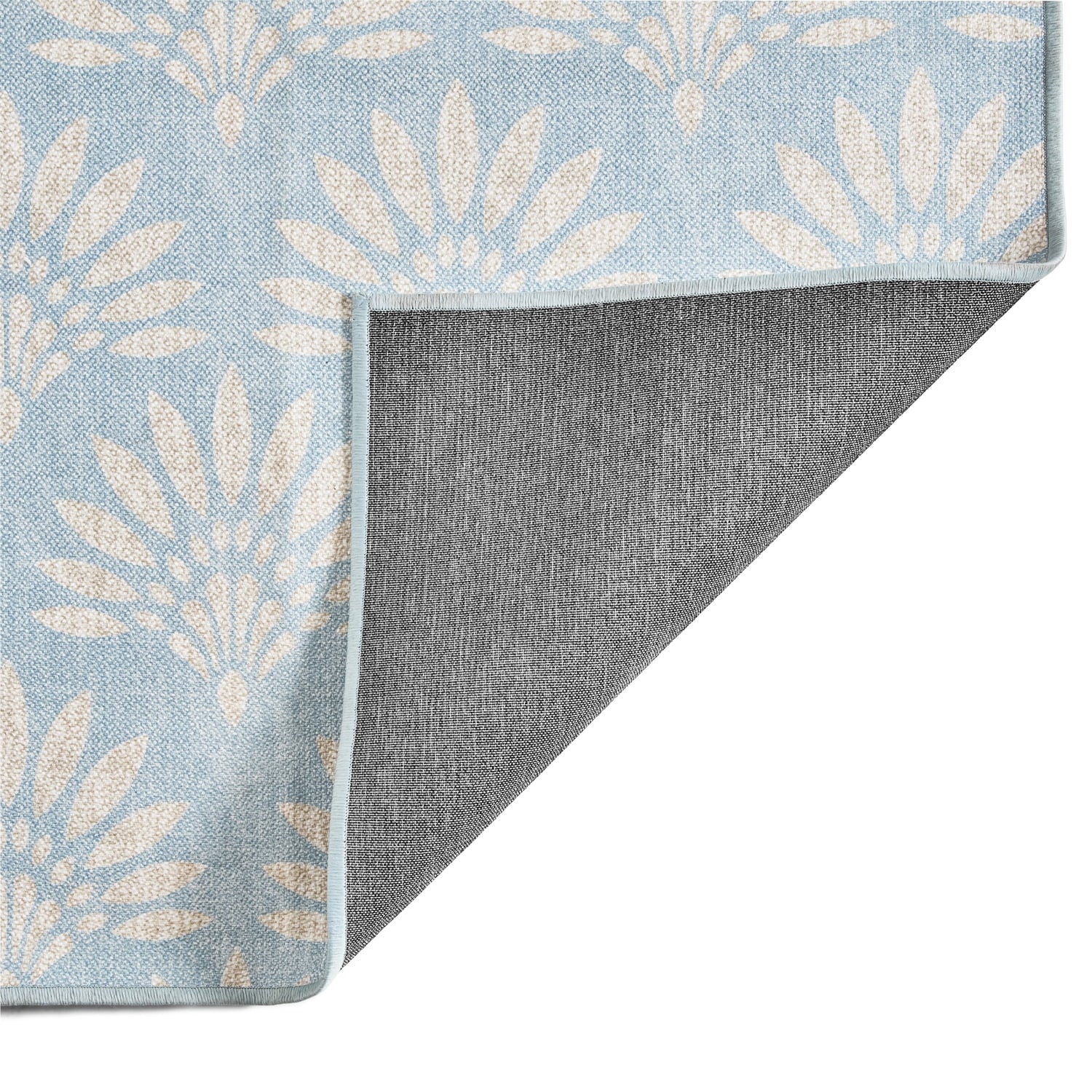  Blue Fan Palm Outdoor Washable Area Rug, 5' x 7'