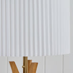  63" Natural Wood Tripod Floor Lamp with Pleated Shade