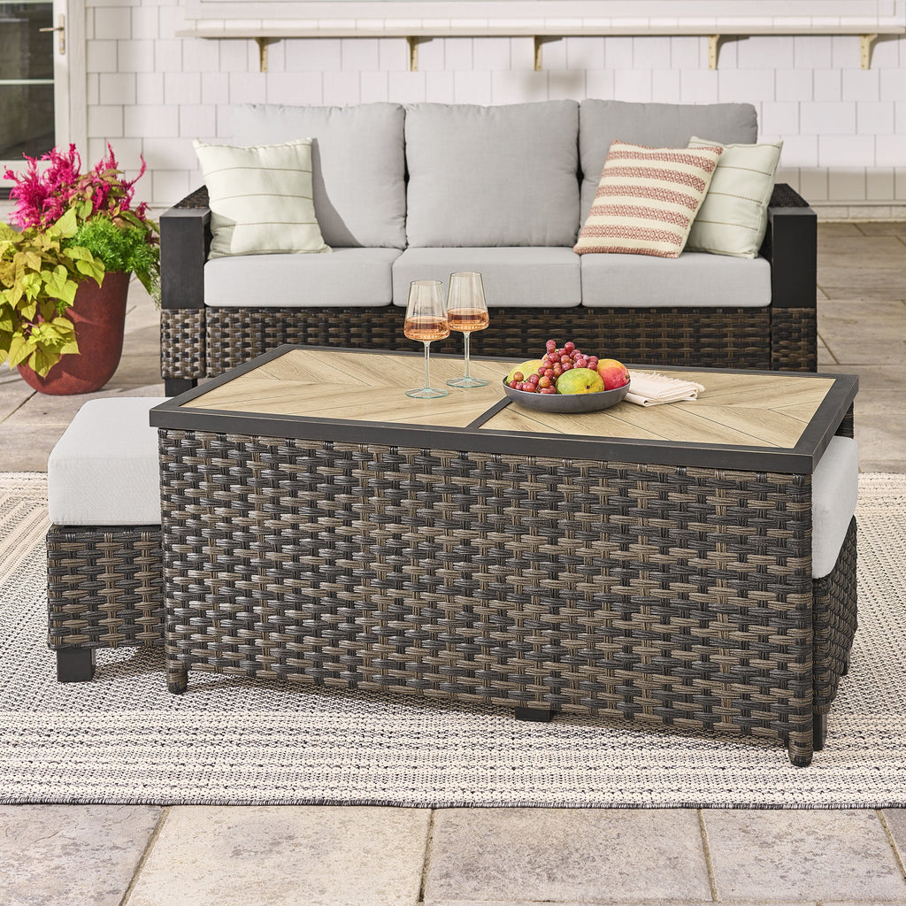  Rockport Ceramic Tile Outdoor Coffee Table, Brown