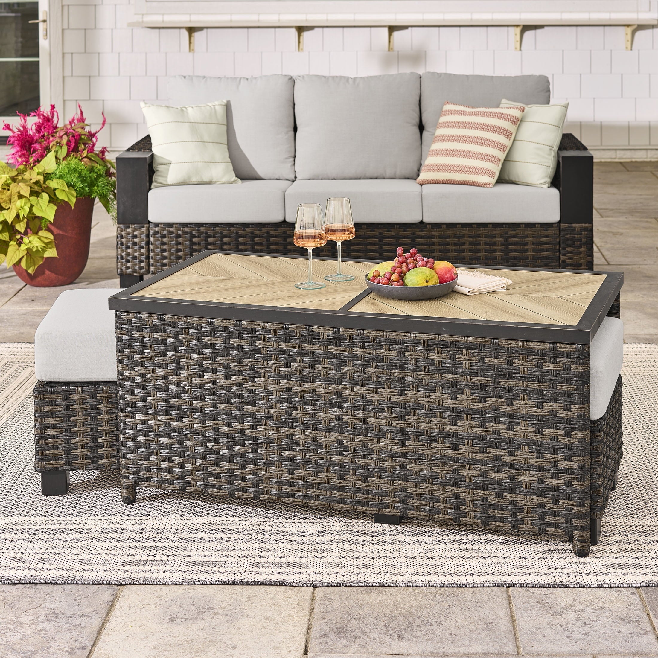  Rockport Ceramic Tile Outdoor Coffee Table, Brown