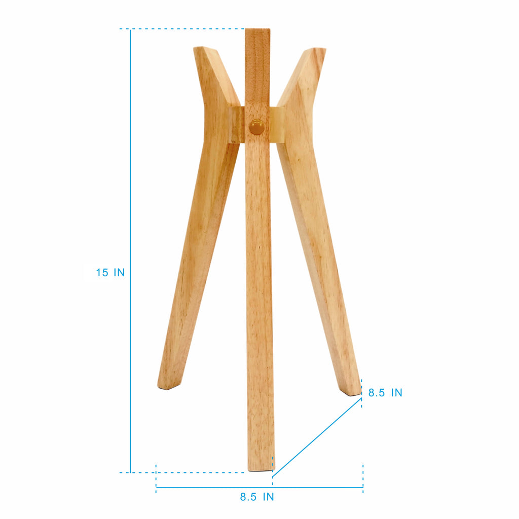  24" Tripod Table Lamp with Natural Wood Base and Pleated Shade
