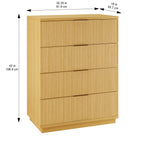  Lillian Fluted 4 Drawer Dresser, Natural Pine