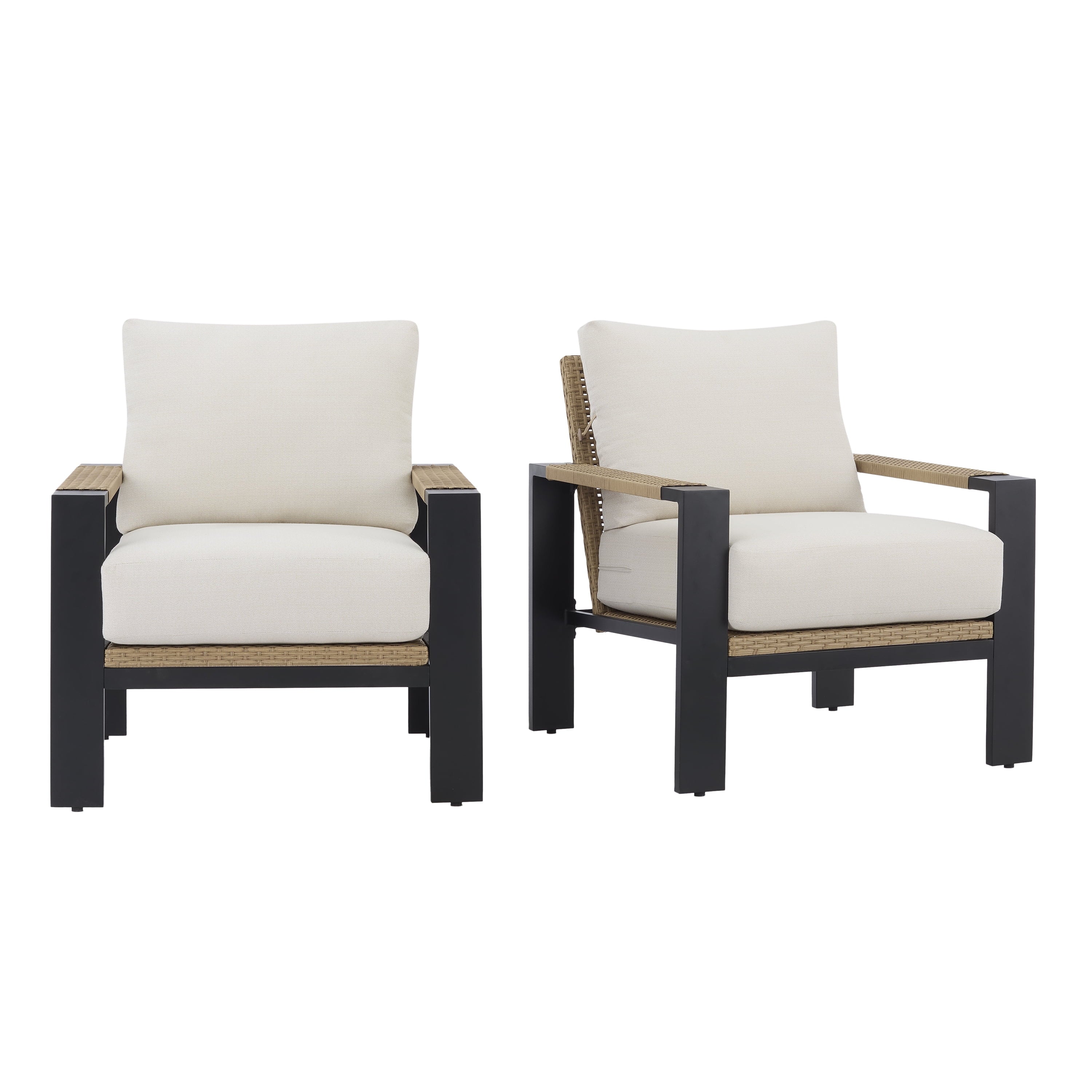  Ventura 2-Piece Outdoor Wicker Chat Chair, Beige